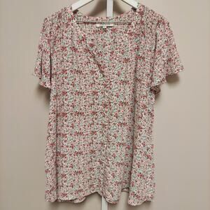 Rose Olive Plus Size Blouse 2X Floral Cottagecore Coquette Pretty Dainty